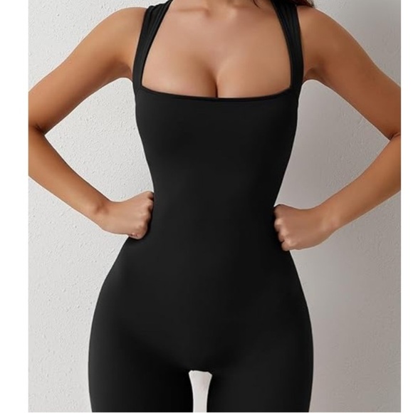 Sleeveless Flare Leg Jumpsuit | Sleeveless Square Neck | Buttery Soft Size Small - Picture 4 of 6